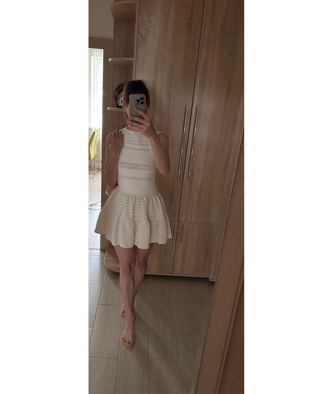 ALAIA Белое вискозное коктейльное платье, фото 5