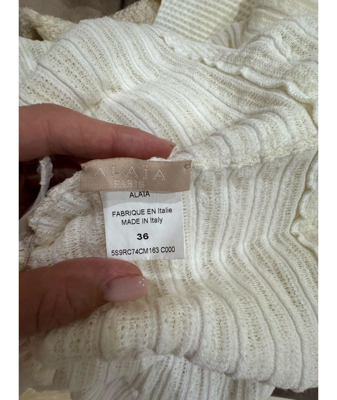 ALAIA Белое вискозное коктейльное платье, фото 3