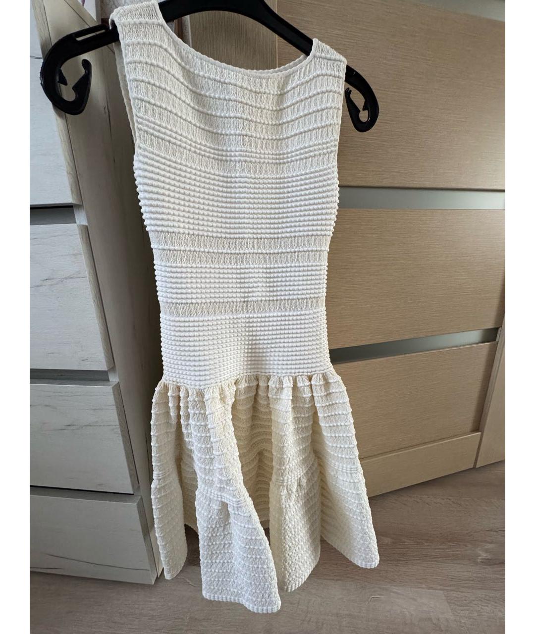 ALAIA Белое вискозное коктейльное платье, фото 6