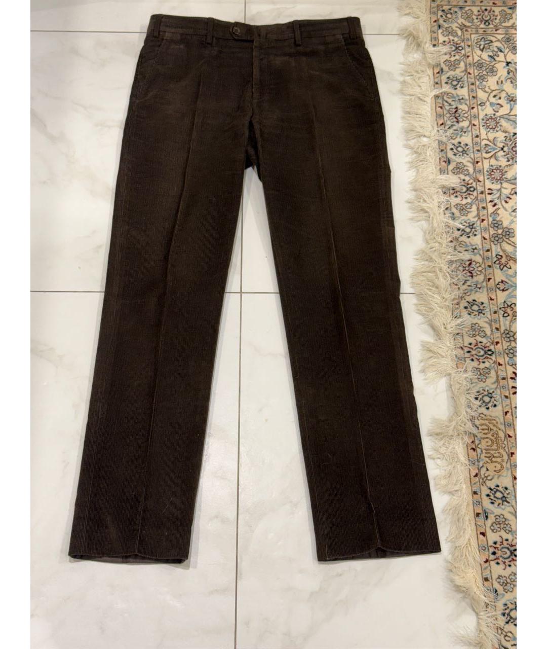 LORO PIANA Коричневые хлопковые повседневные брюки, фото 8