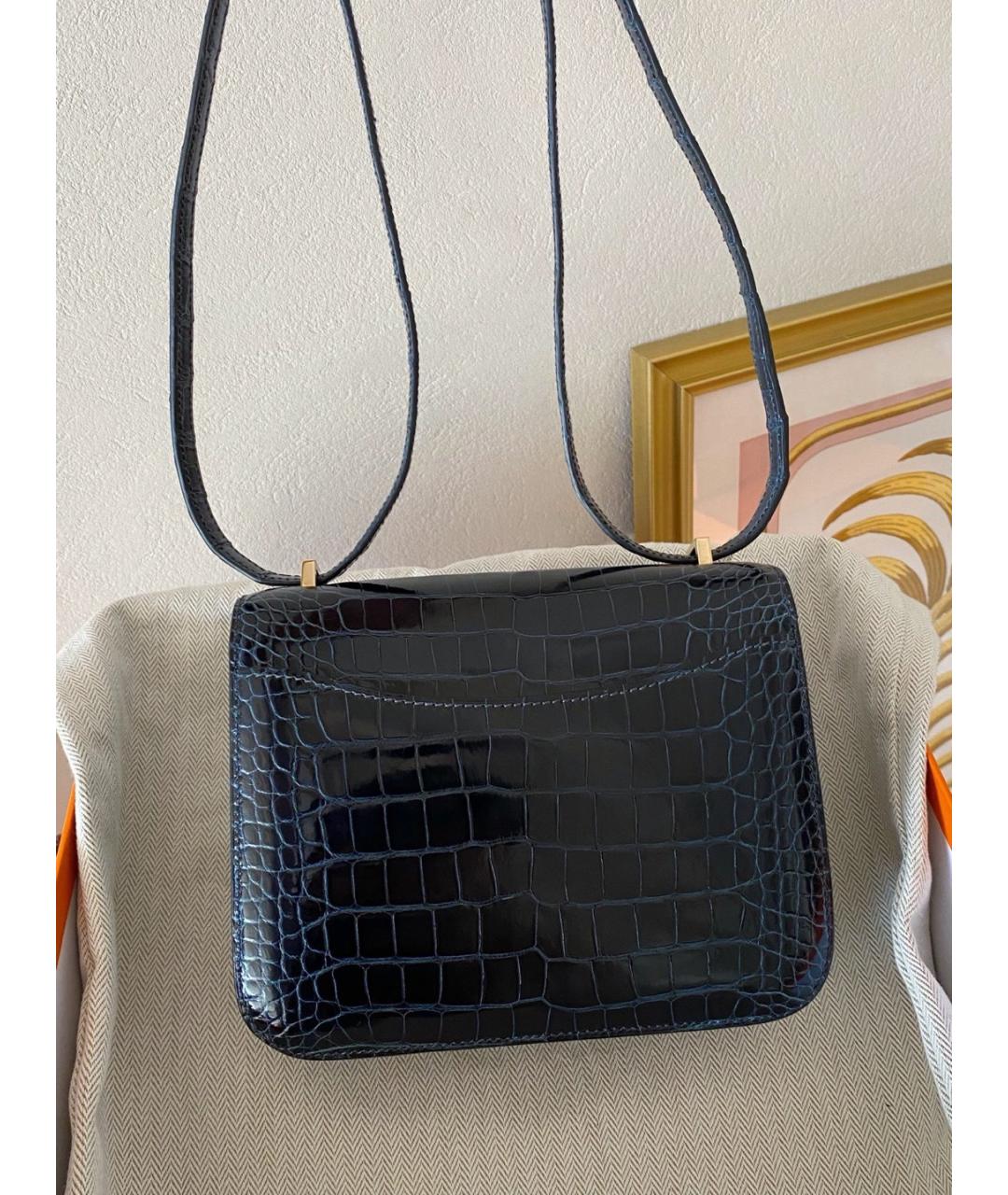 HERMES Синяя кожаная сумка через плечо, фото 4