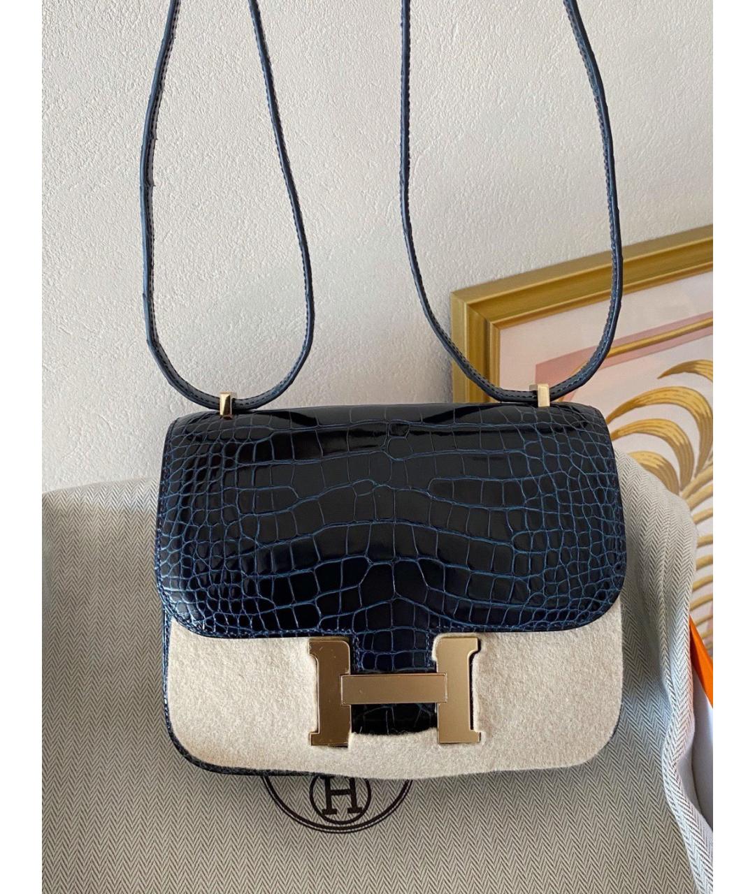 HERMES Синяя кожаная сумка через плечо, фото 3