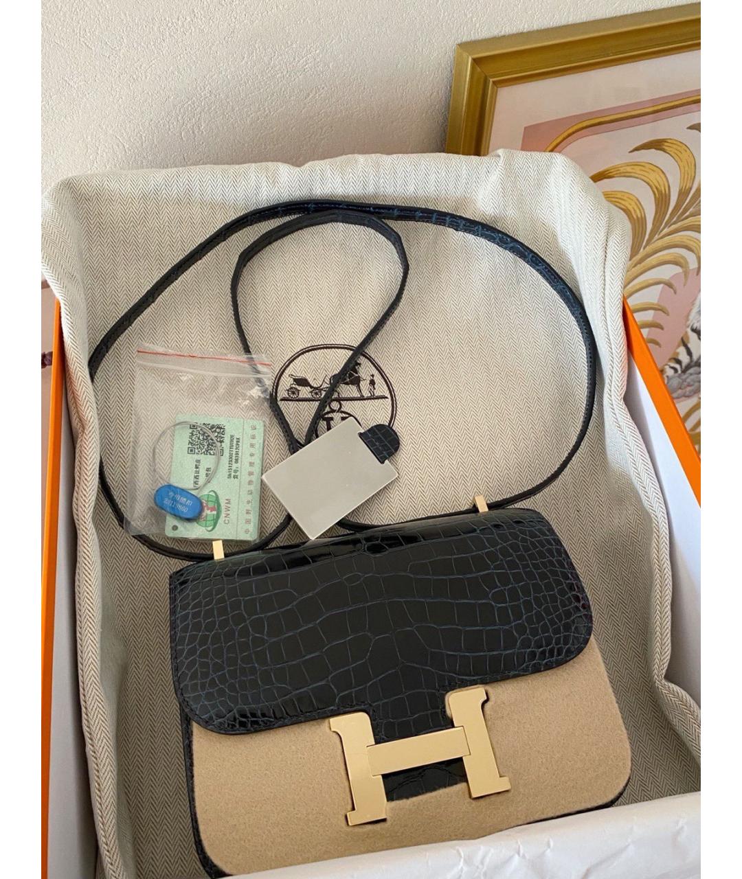 HERMES Синяя кожаная сумка через плечо, фото 2