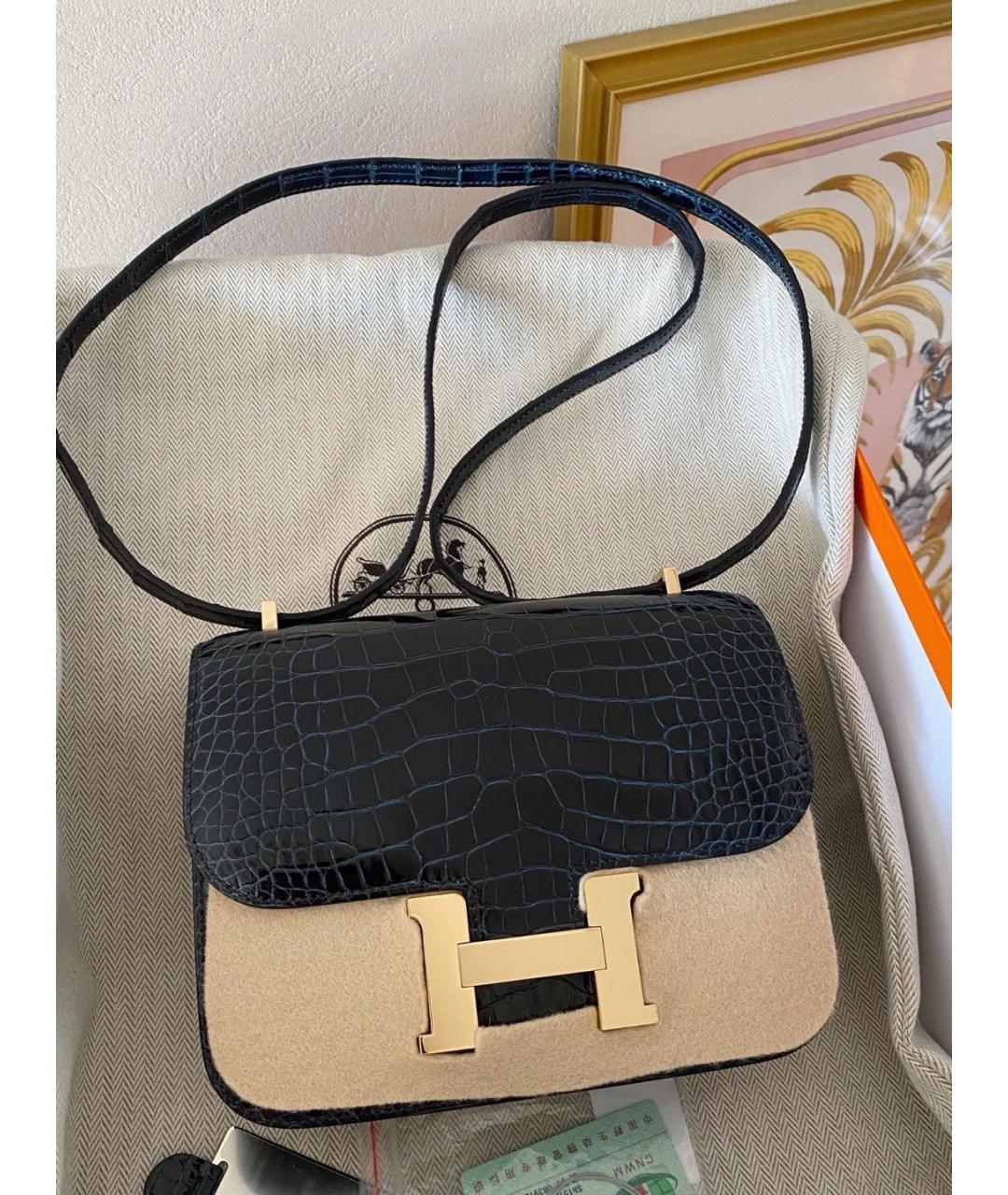 HERMES Синяя кожаная сумка через плечо, фото 6