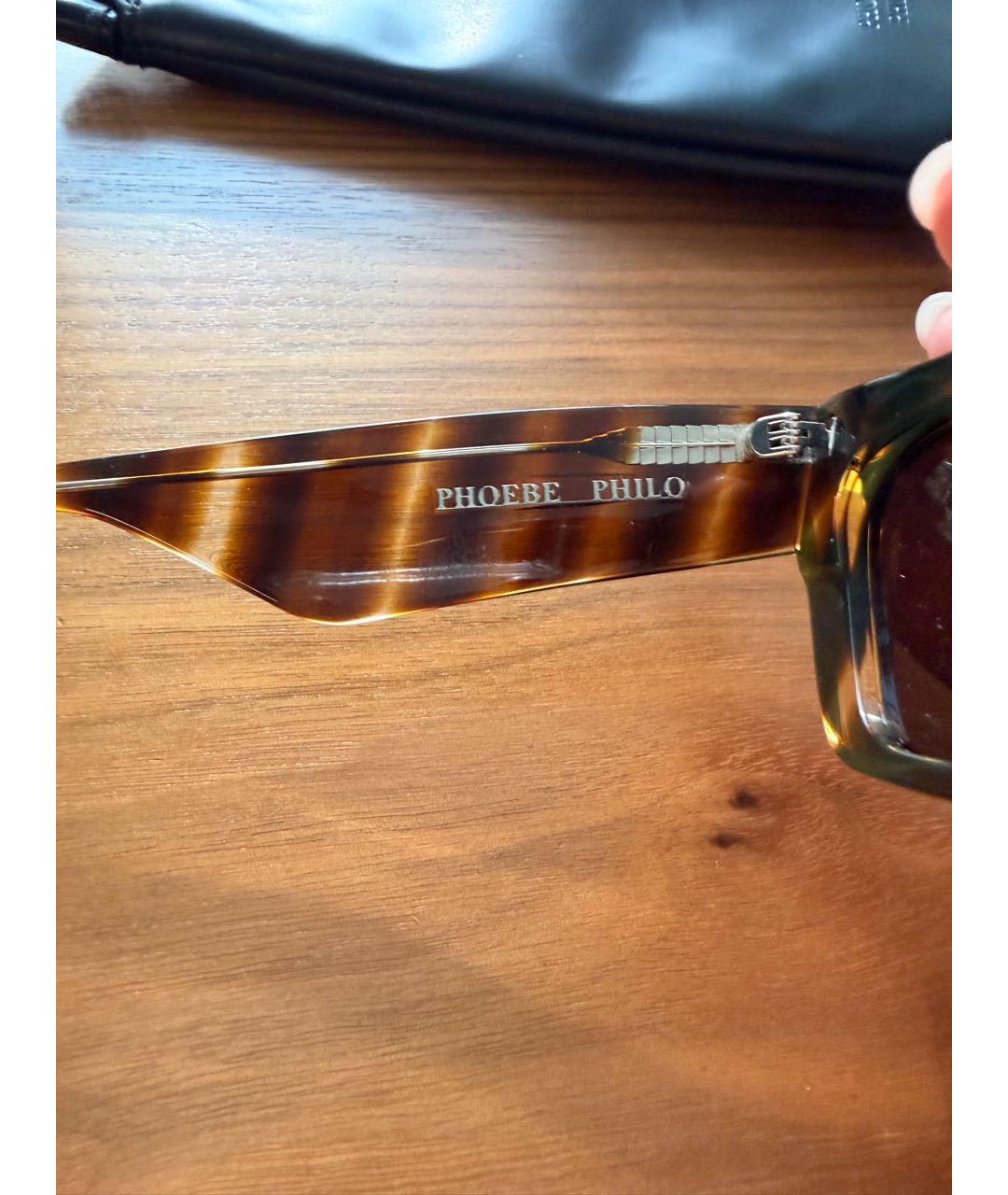 PHOEBE PHILO Коричневые пластиковые солнцезащитные очки, фото 5