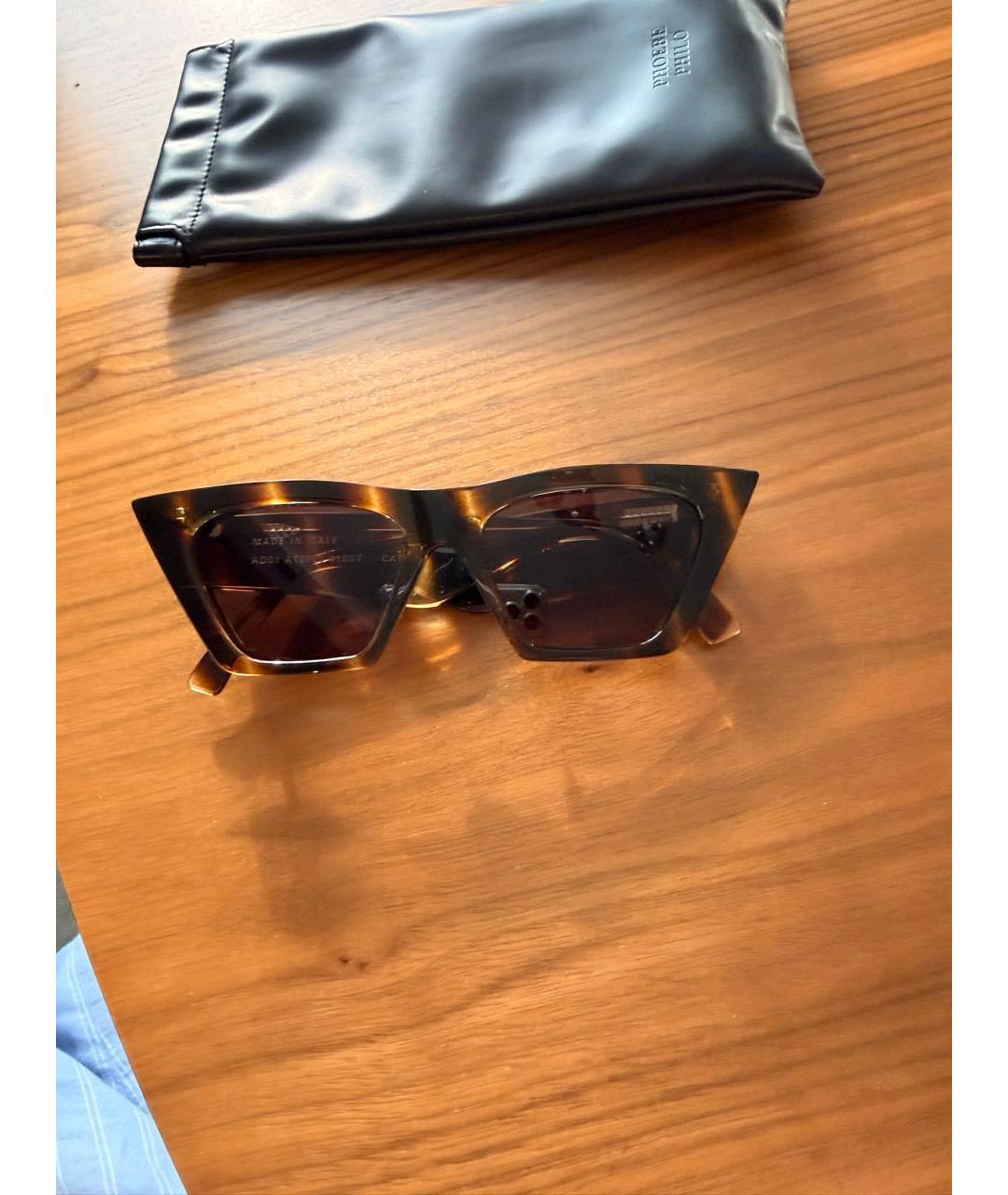 PHOEBE PHILO Коричневые пластиковые солнцезащитные очки, фото 4