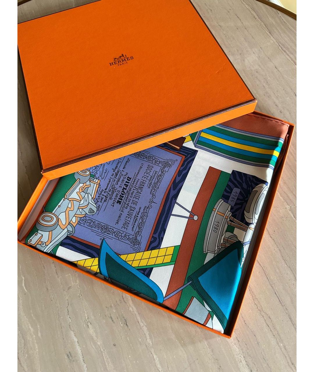 HERMES Мульти шелковый платок, фото 2