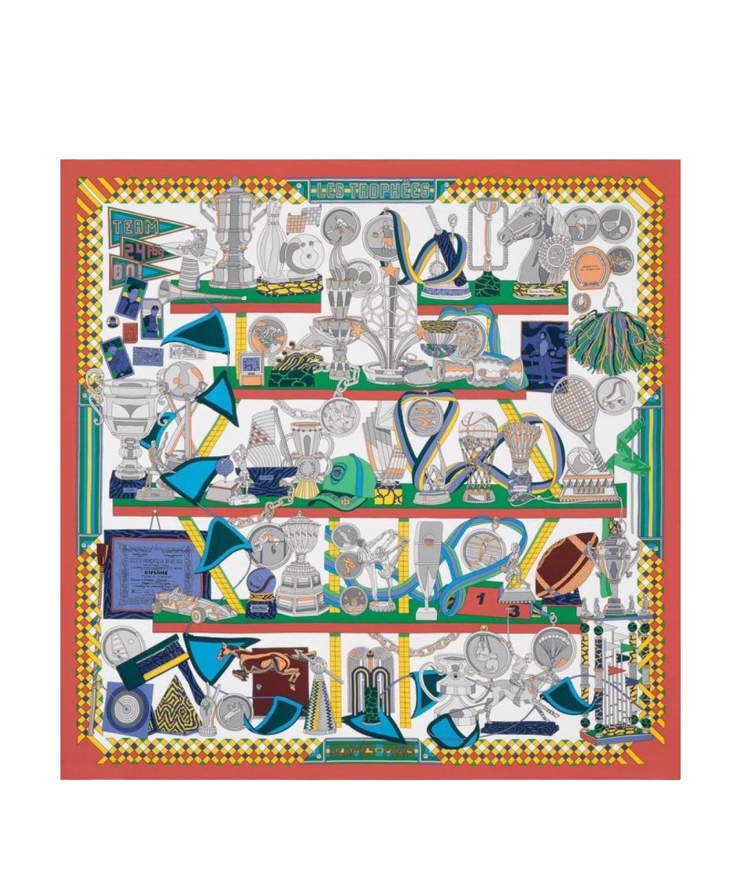 HERMES Мульти шелковый платок, фото 1