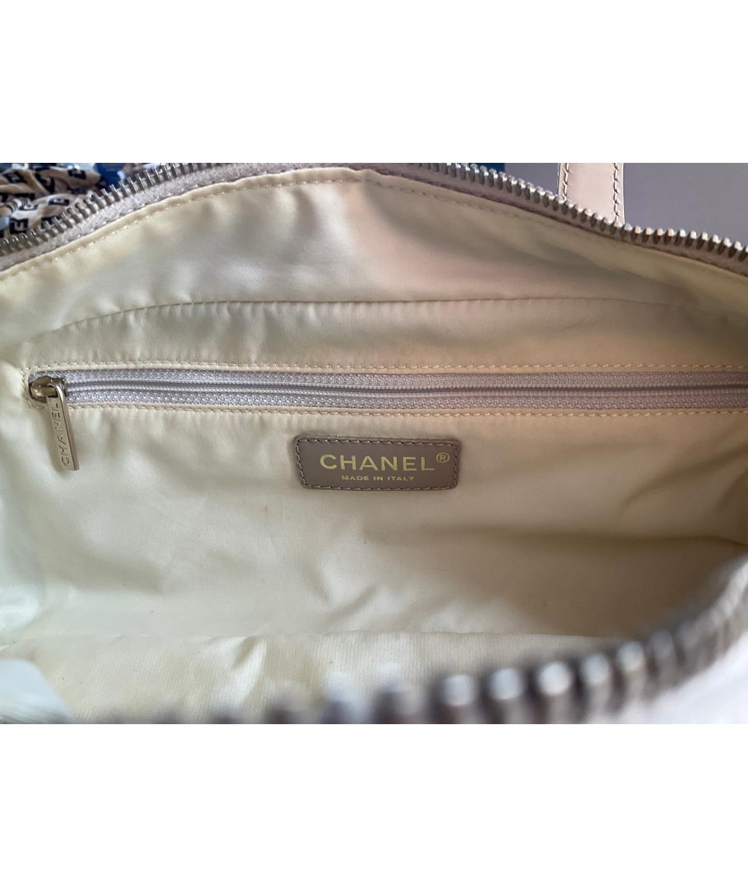CHANEL Бежевая жаккардовая сумка тоут, фото 8