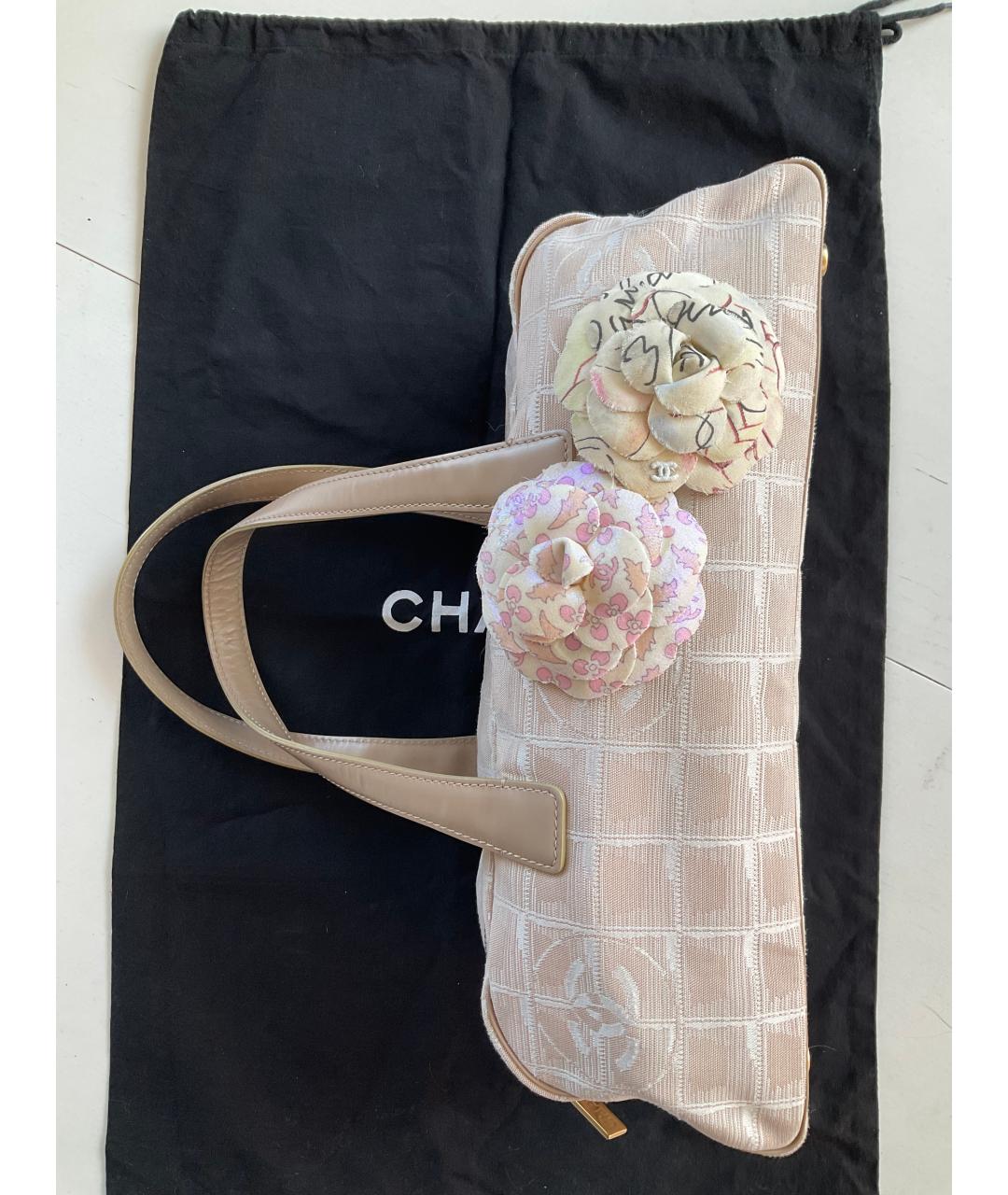 CHANEL Бежевая жаккардовая сумка тоут, фото 2