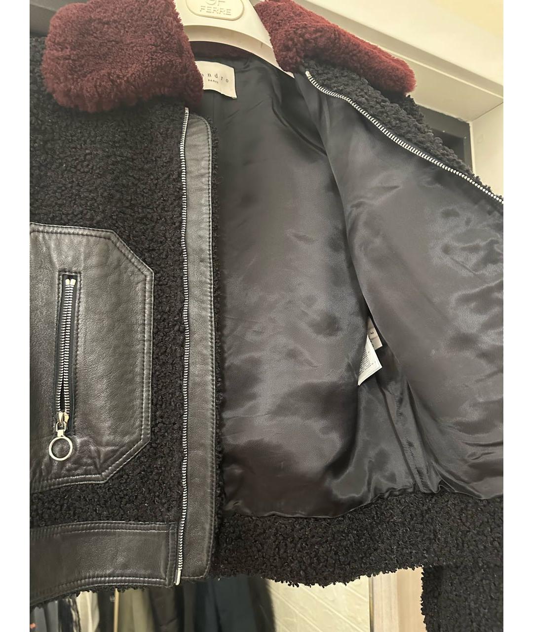 SANDRO Черная кожаная шуба, фото 6