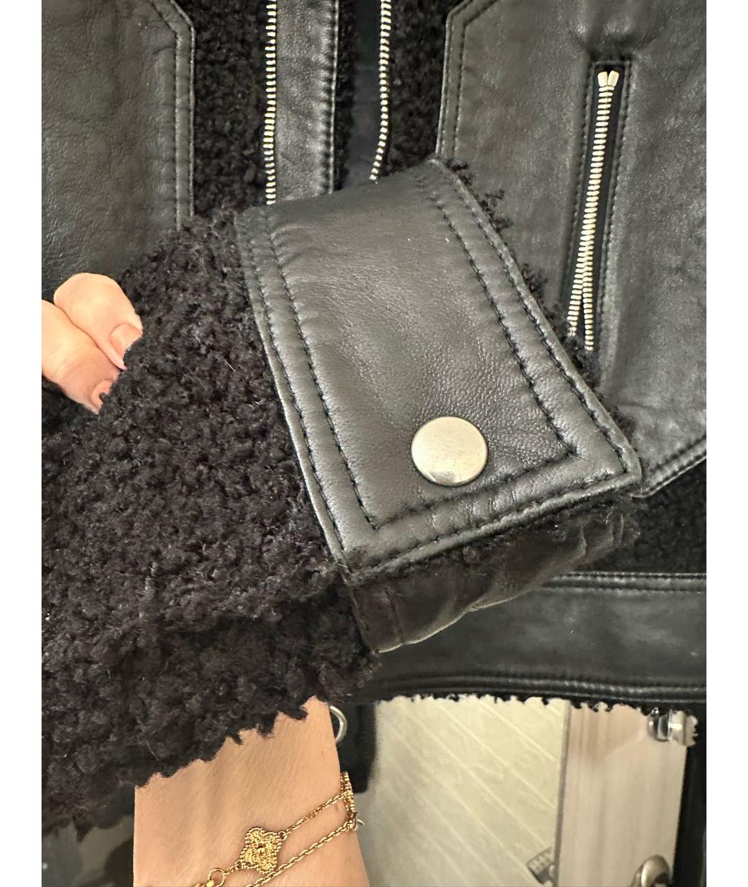 SANDRO Черная кожаная шуба, фото 3