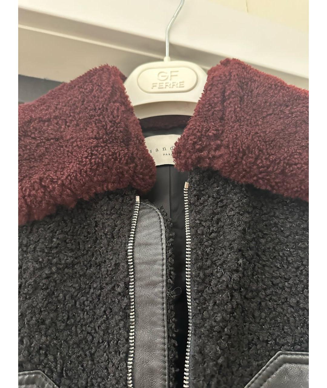 SANDRO Черная кожаная шуба, фото 2