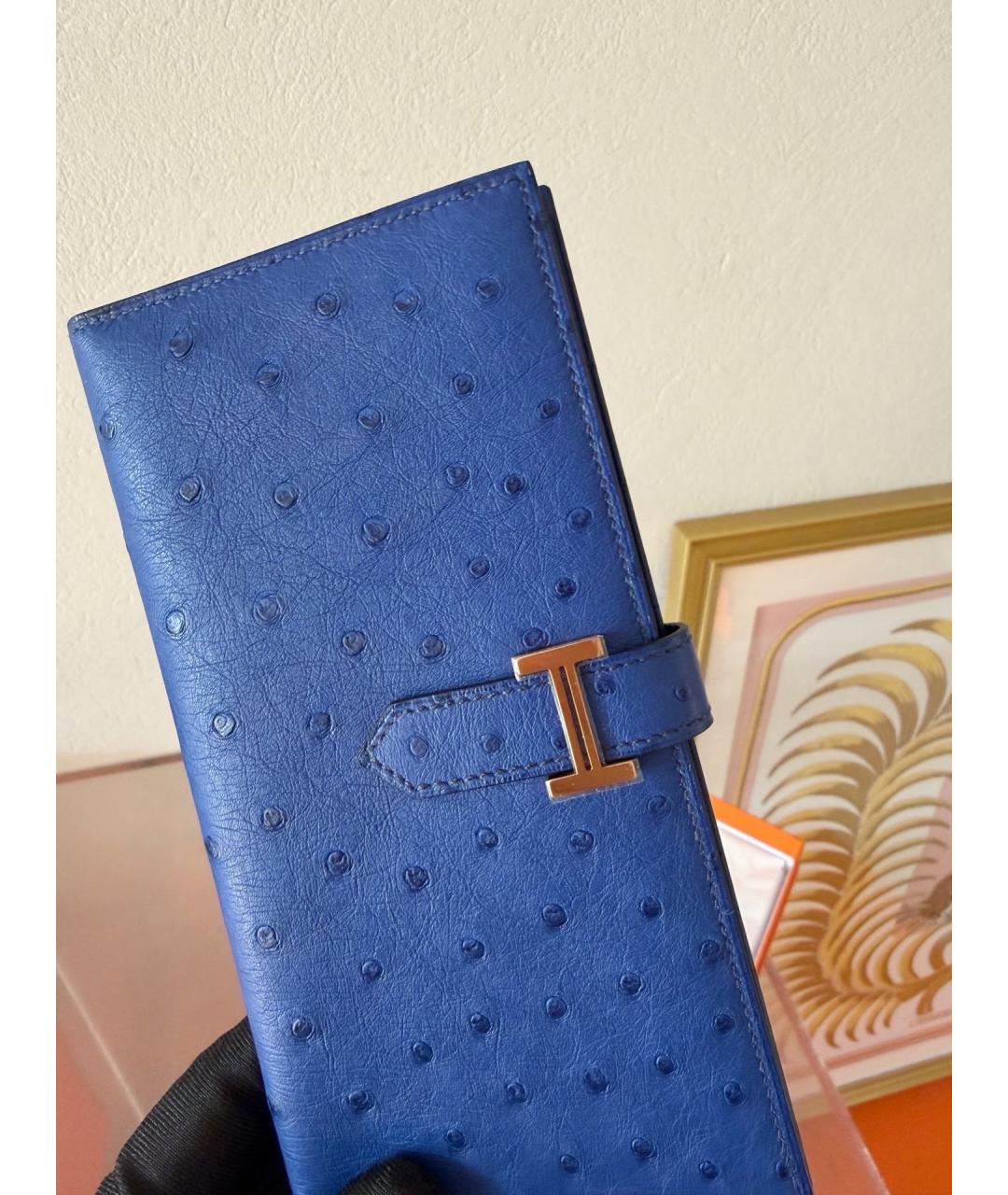 HERMES Синий кошелек из экзотической кожи, фото 3