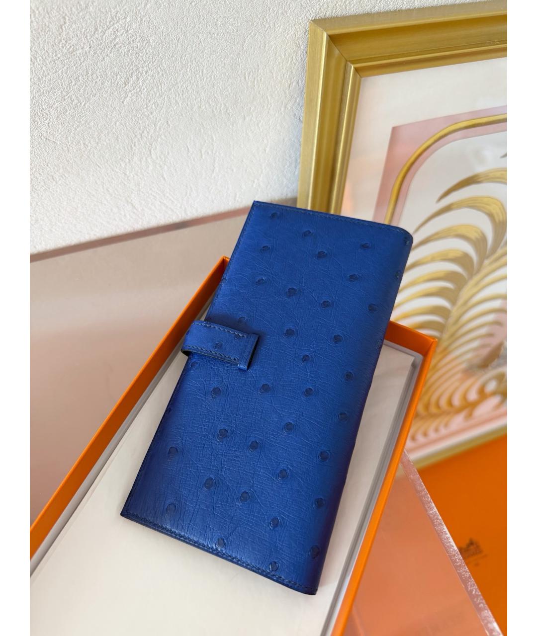 HERMES Синий кошелек из экзотической кожи, фото 2