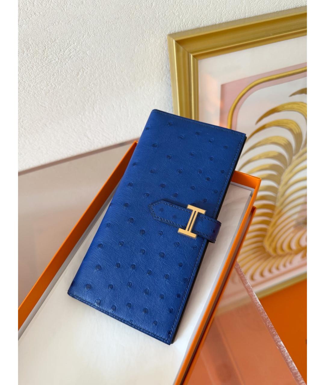 HERMES Синий кошелек из экзотической кожи, фото 6