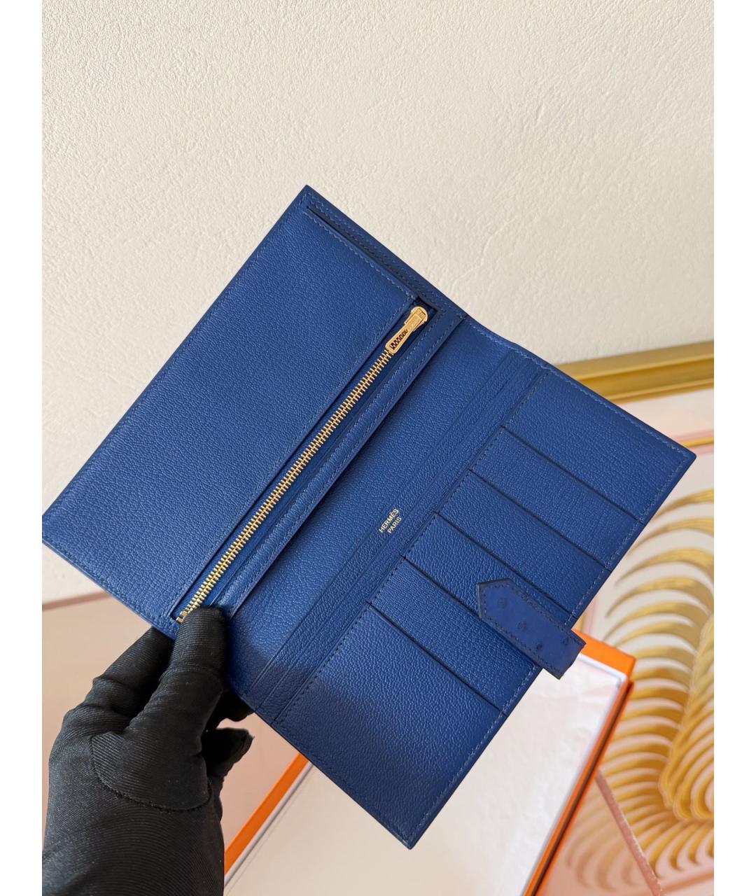HERMES Синий кошелек из экзотической кожи, фото 4