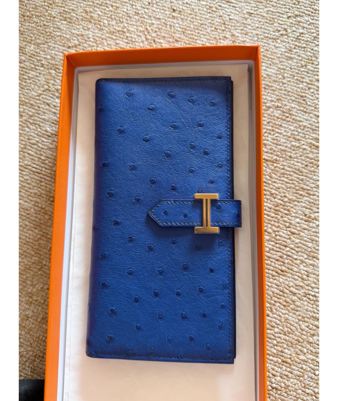 HERMES Синий кошелек из экзотической кожи, фото 5