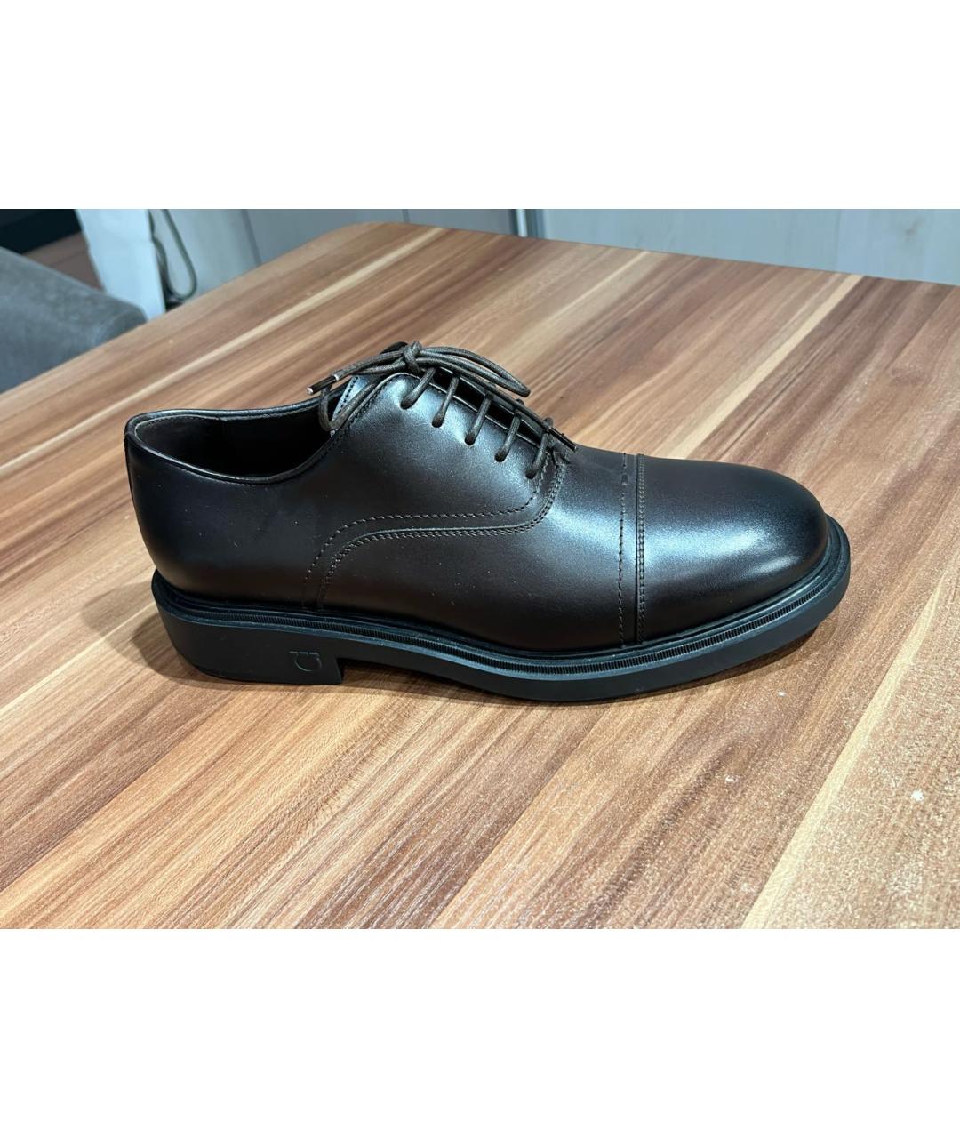 FERRAGAMO Коричневые кожаные низкие ботинки, фото 9