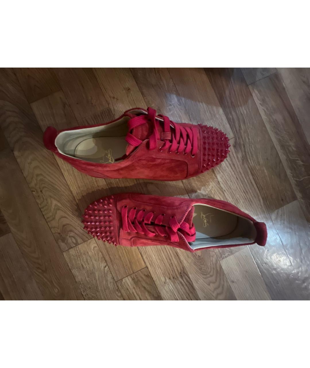 CHRISTIAN LOUBOUTIN Красные замшевые низкие кроссовки / кеды, фото 3