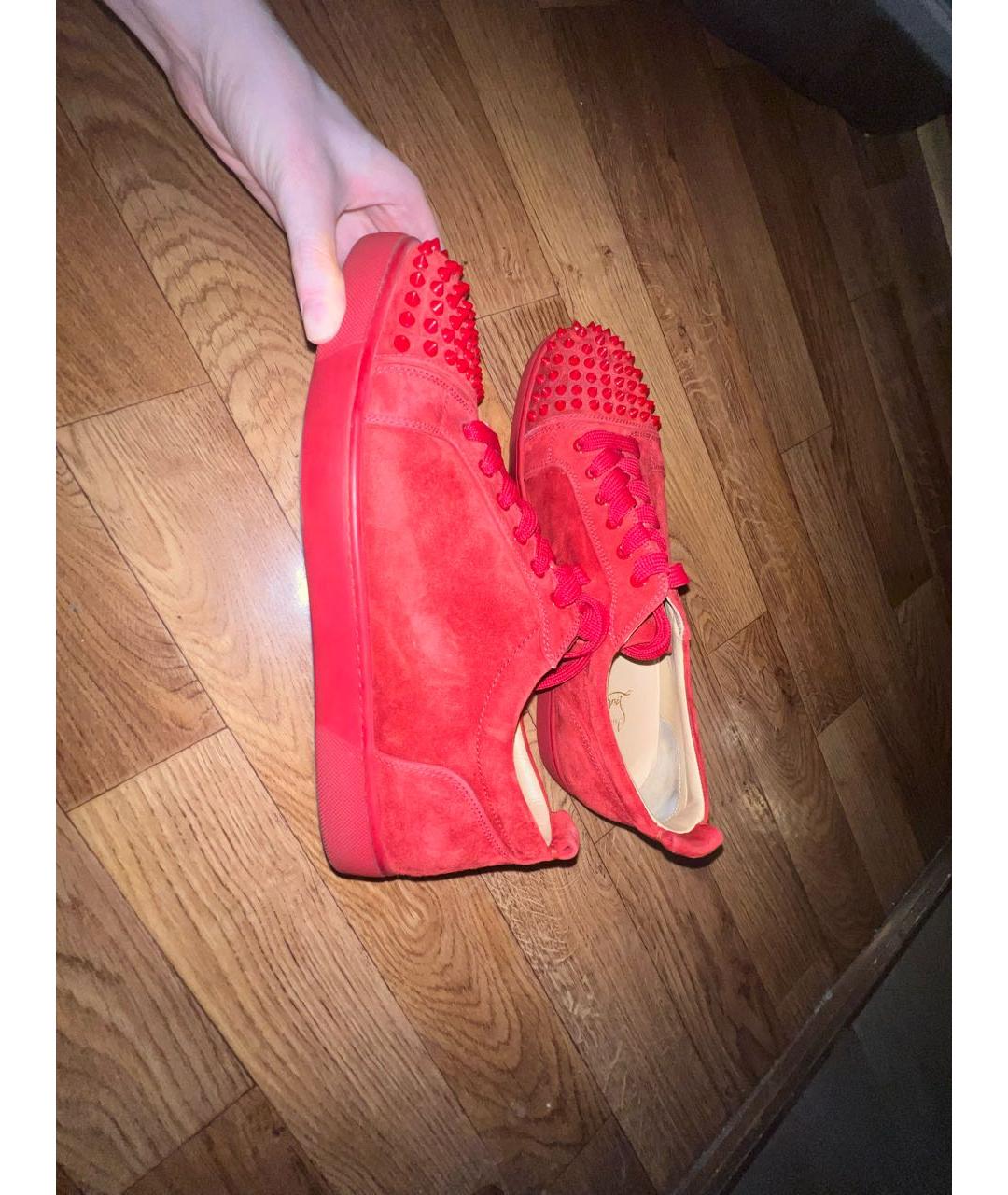 CHRISTIAN LOUBOUTIN Красные замшевые низкие кроссовки / кеды, фото 6