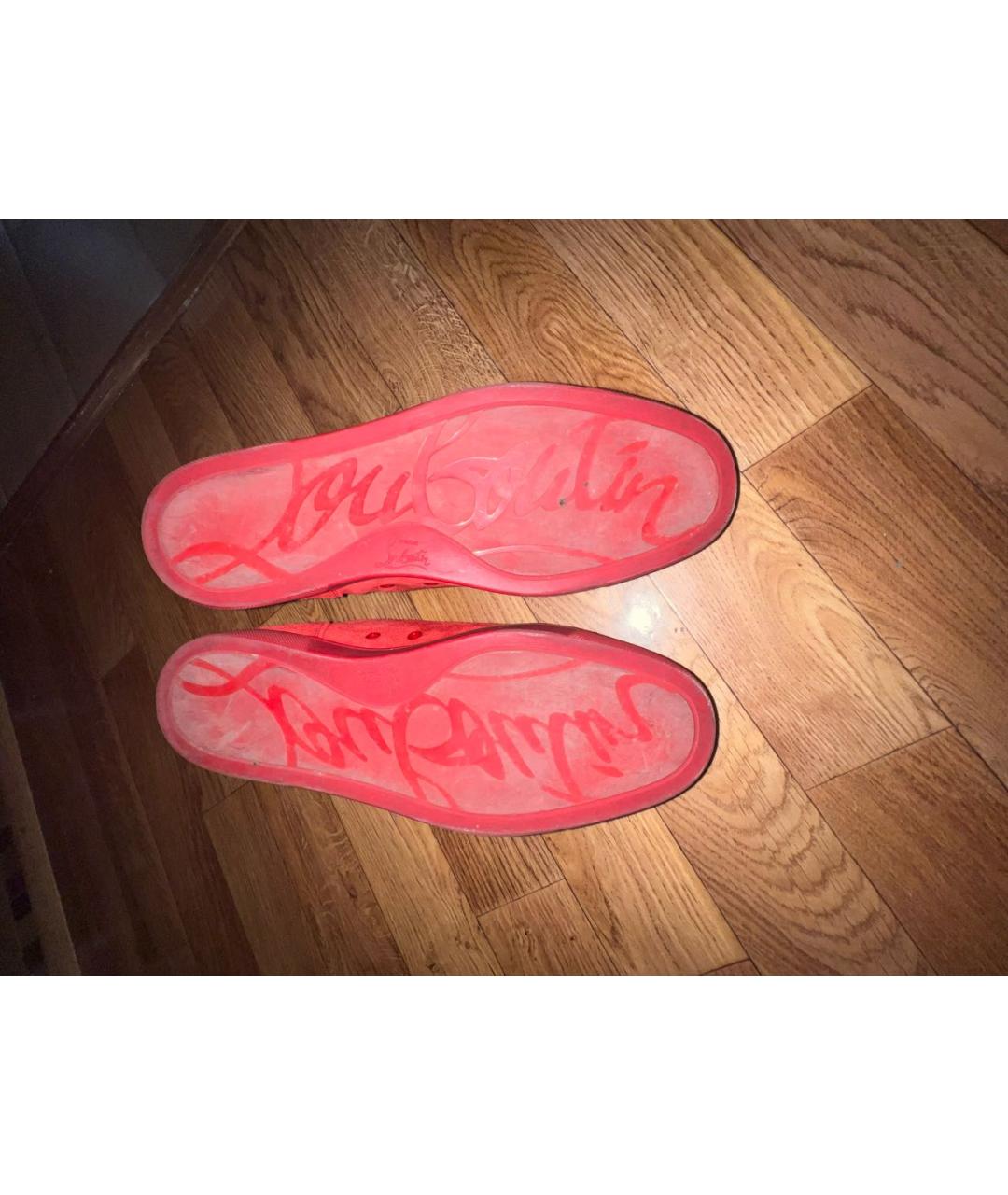 CHRISTIAN LOUBOUTIN Красные замшевые низкие кроссовки / кеды, фото 5