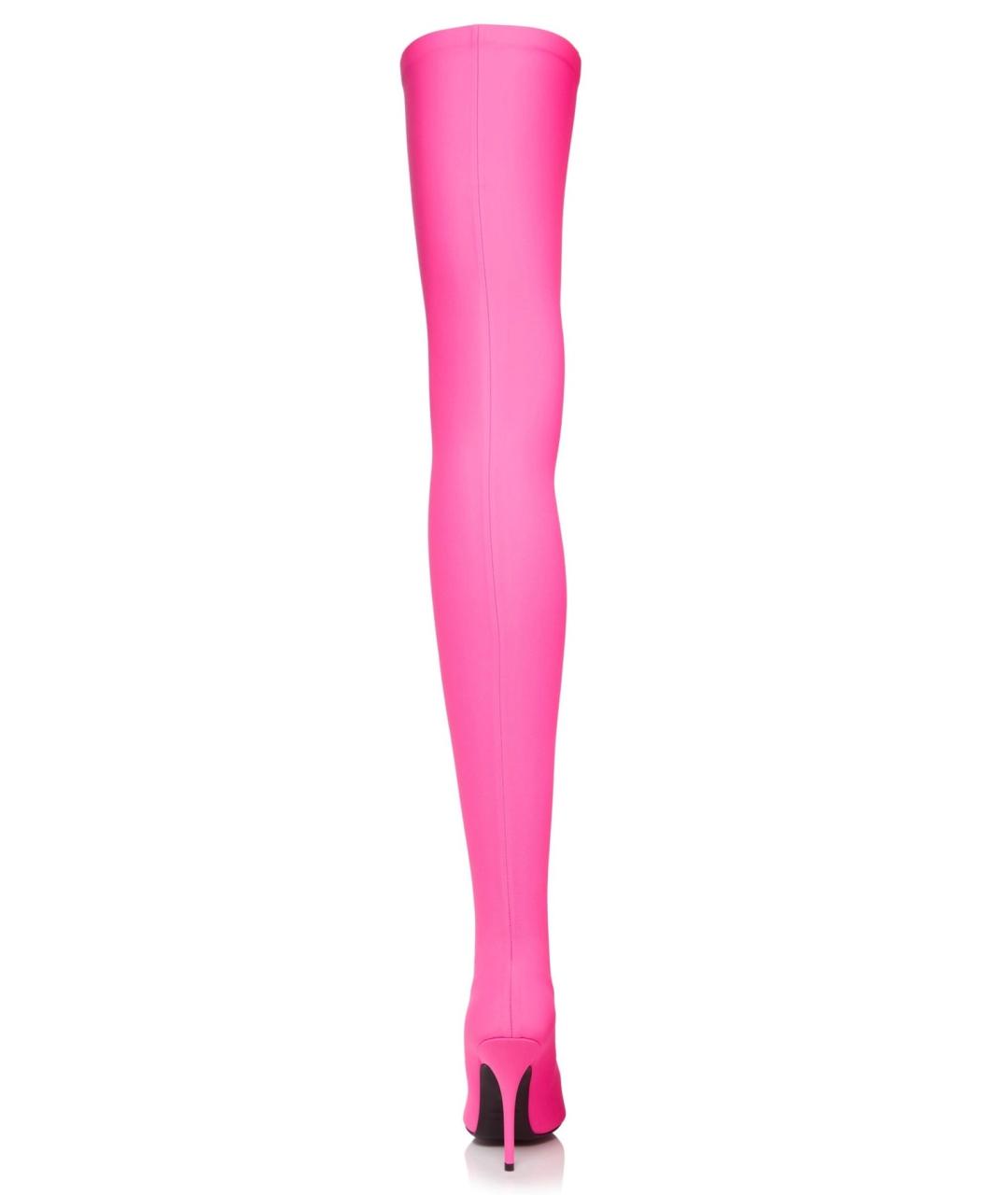 BALENCIAGA Розовые текстильные ботфорты, фото 2