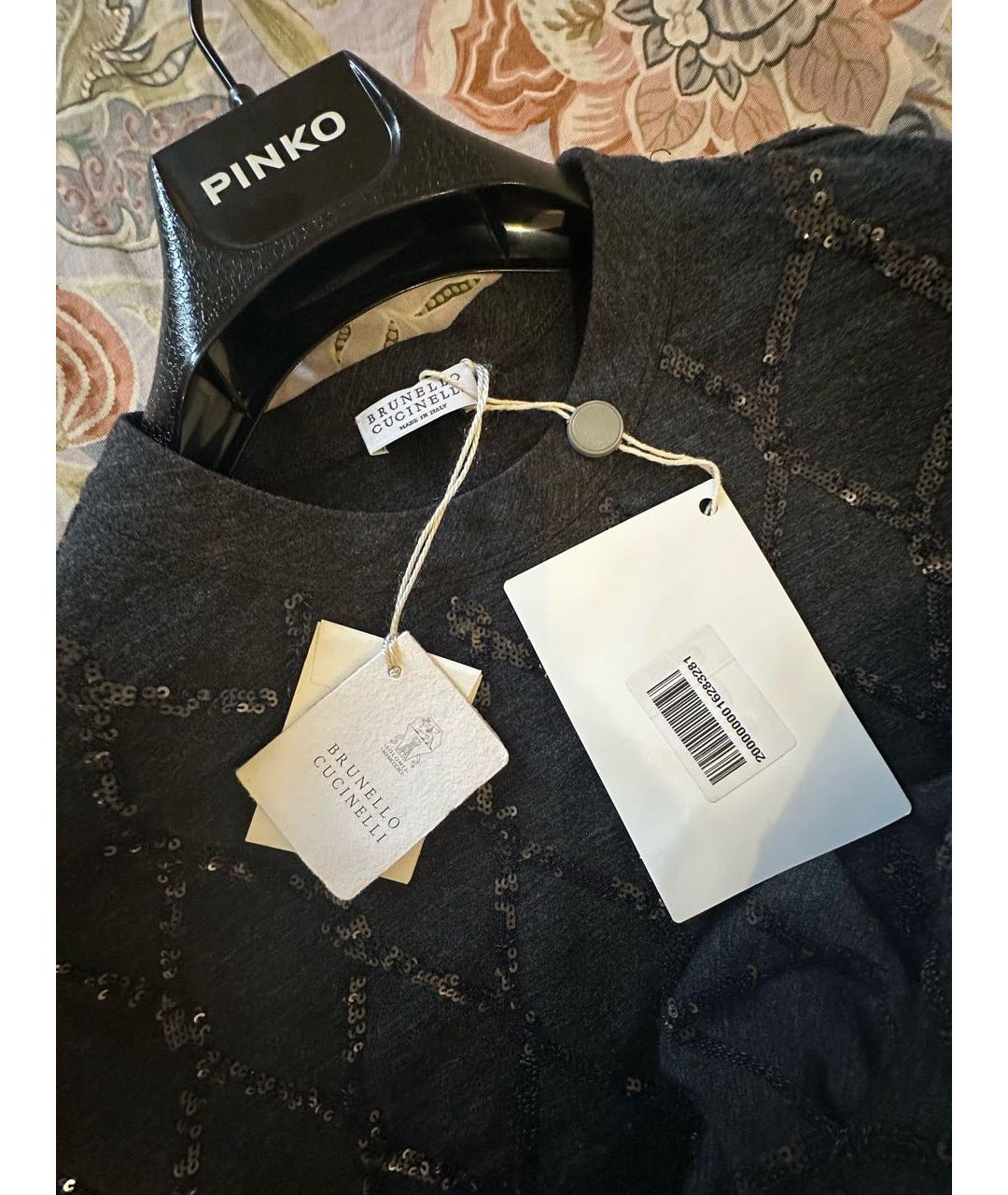 BRUNELLO CUCINELLI Серое шерстяное повседневное платье, фото 4