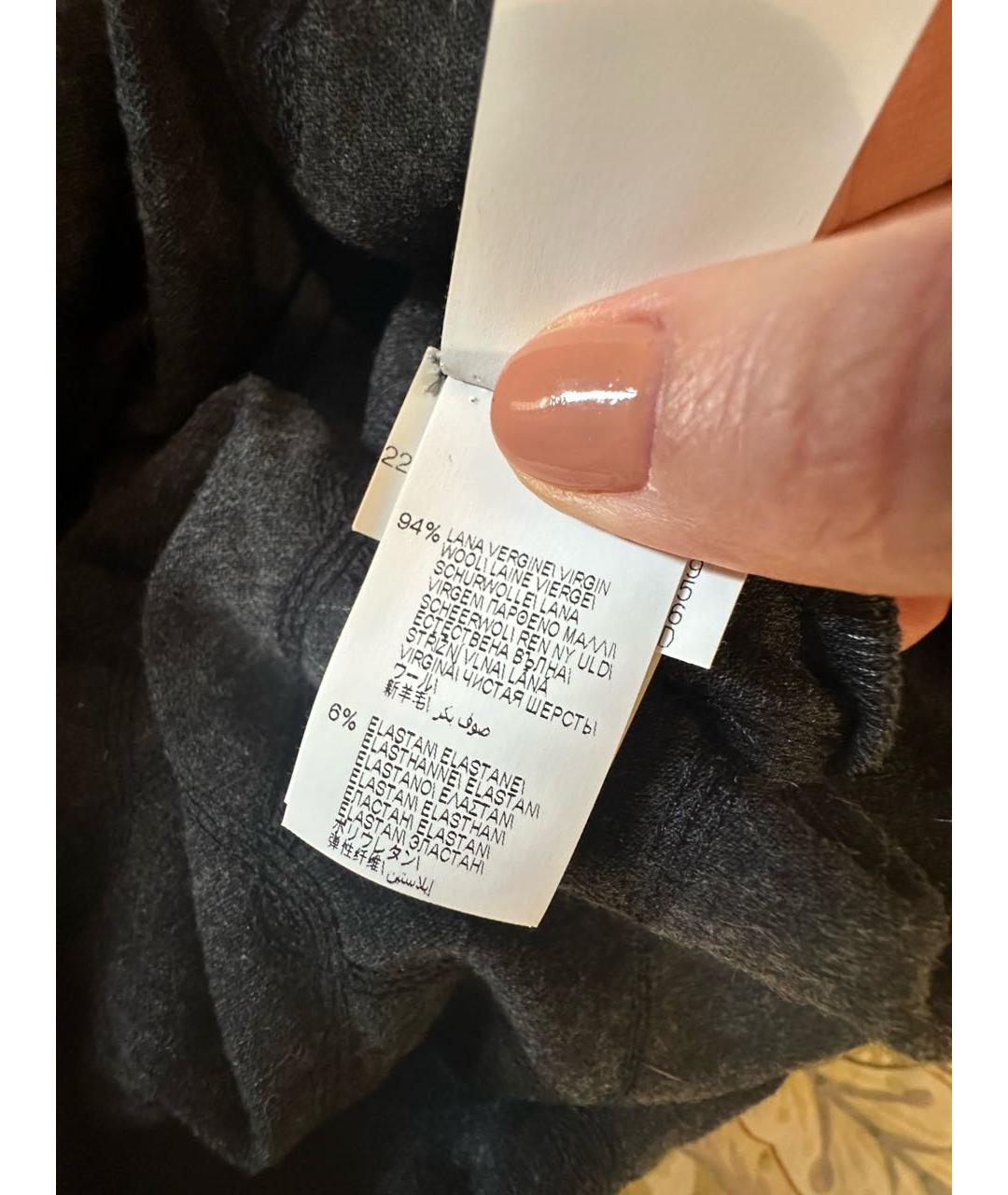 BRUNELLO CUCINELLI Серое шерстяное повседневное платье, фото 5