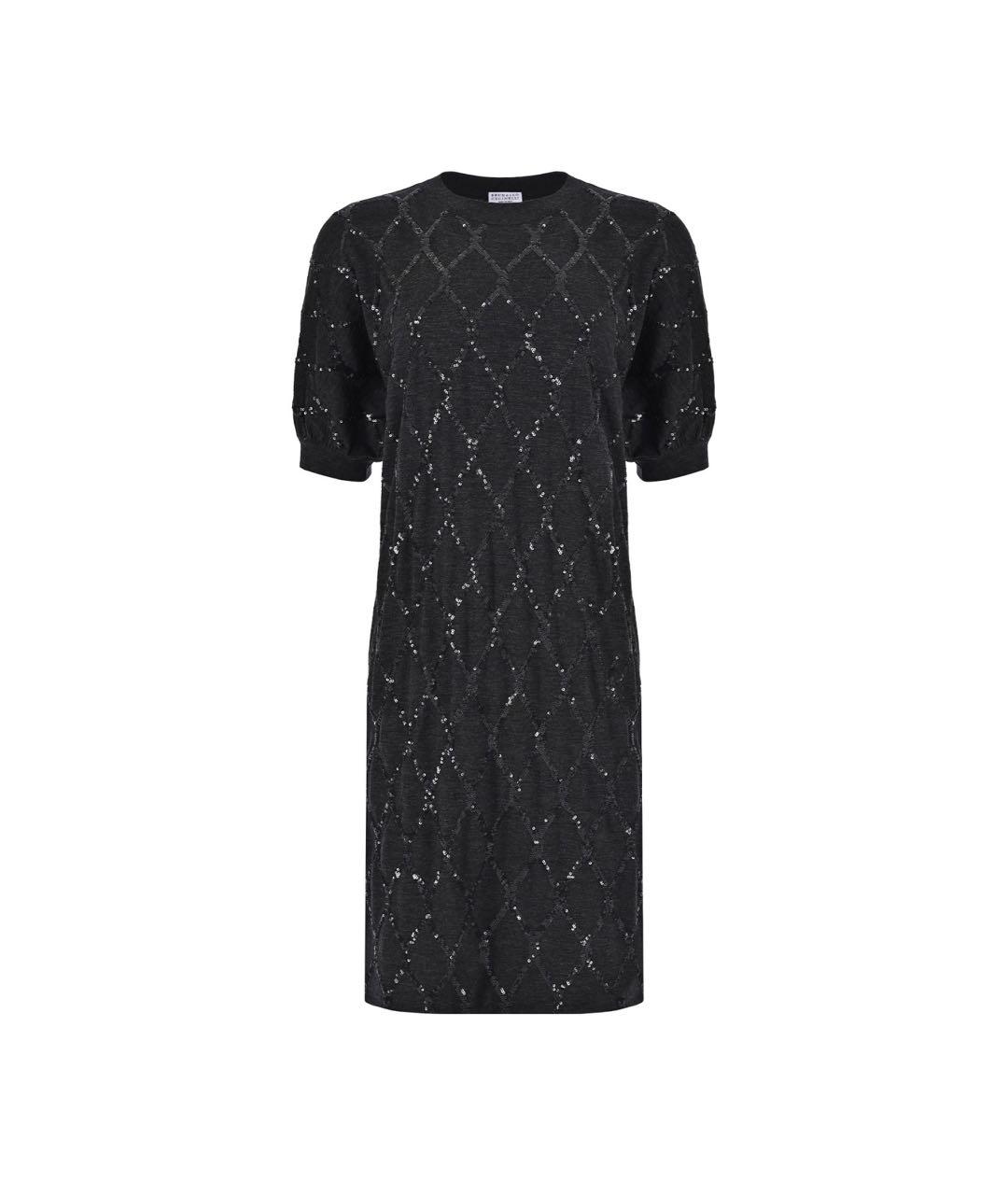 BRUNELLO CUCINELLI Серое шерстяное повседневное платье, фото 9