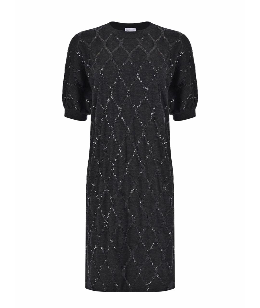 BRUNELLO CUCINELLI Серое шерстяное повседневное платье, фото 1