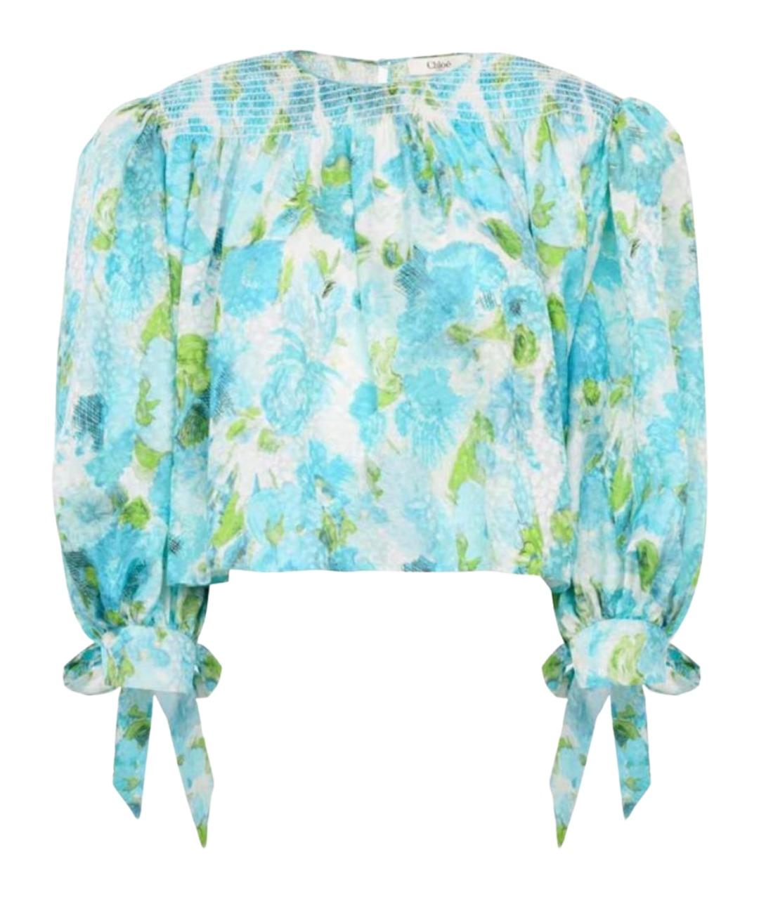 CHLOE Бирюзовая шелковая блузы, фото 1