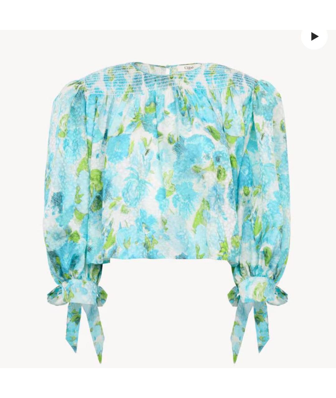 CHLOE Бирюзовая шелковая блузы, фото 5