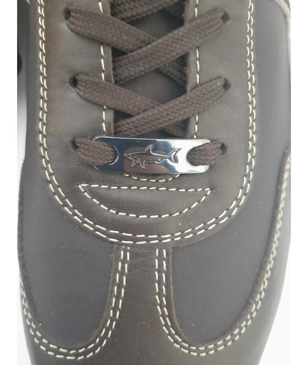 PAUL & SHARK Коричневые кожаные низкие кроссовки / кеды, фото 9