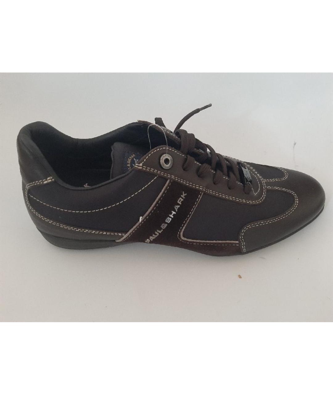 PAUL & SHARK Коричневые кожаные низкие кроссовки / кеды, фото 10