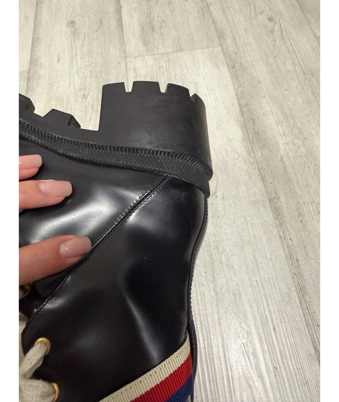 GUCCI Черные кожаные ботинки, фото 5