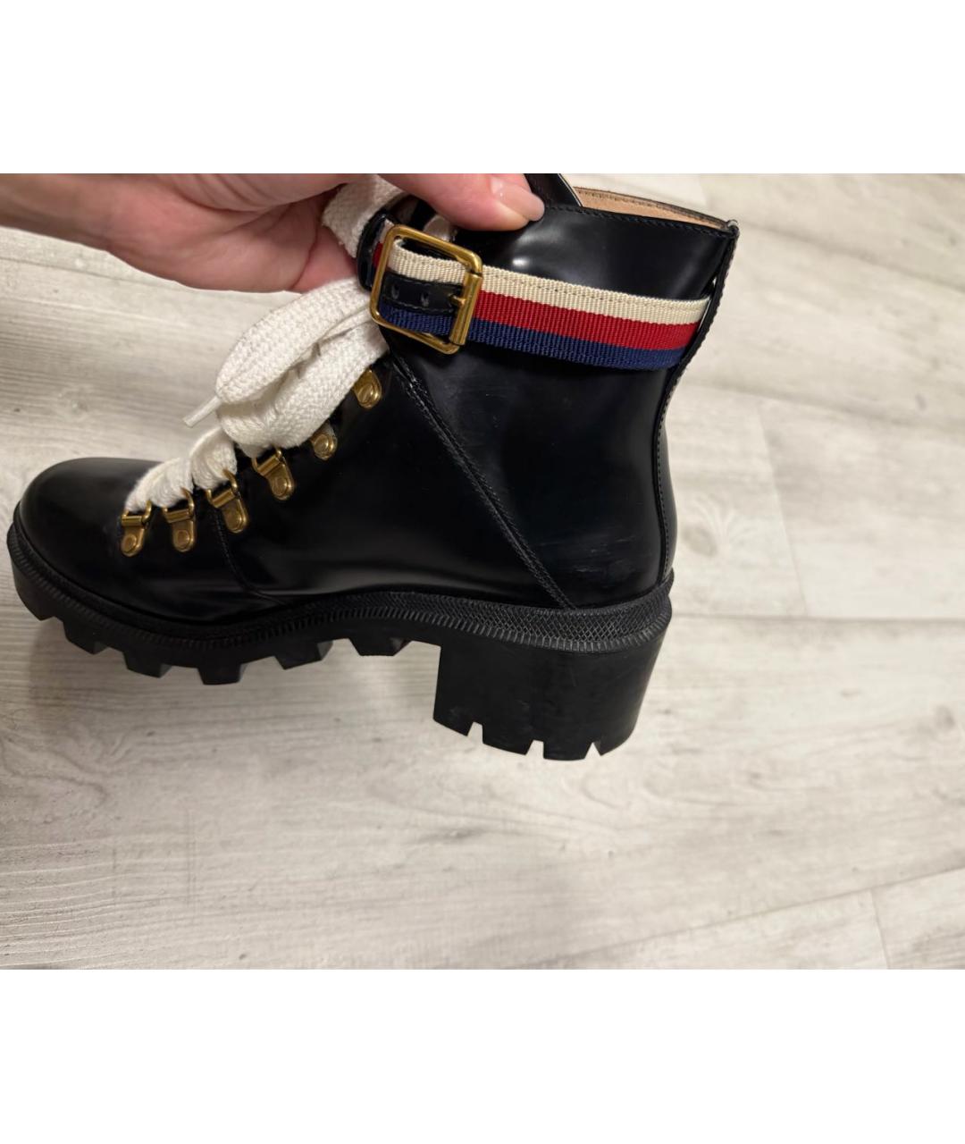 GUCCI Черные кожаные ботинки, фото 6