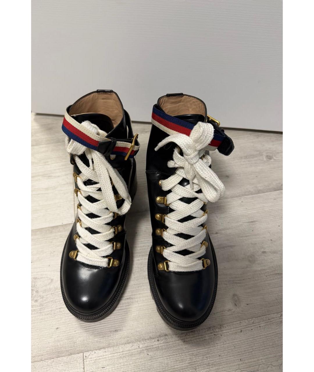 GUCCI Черные кожаные ботинки, фото 2