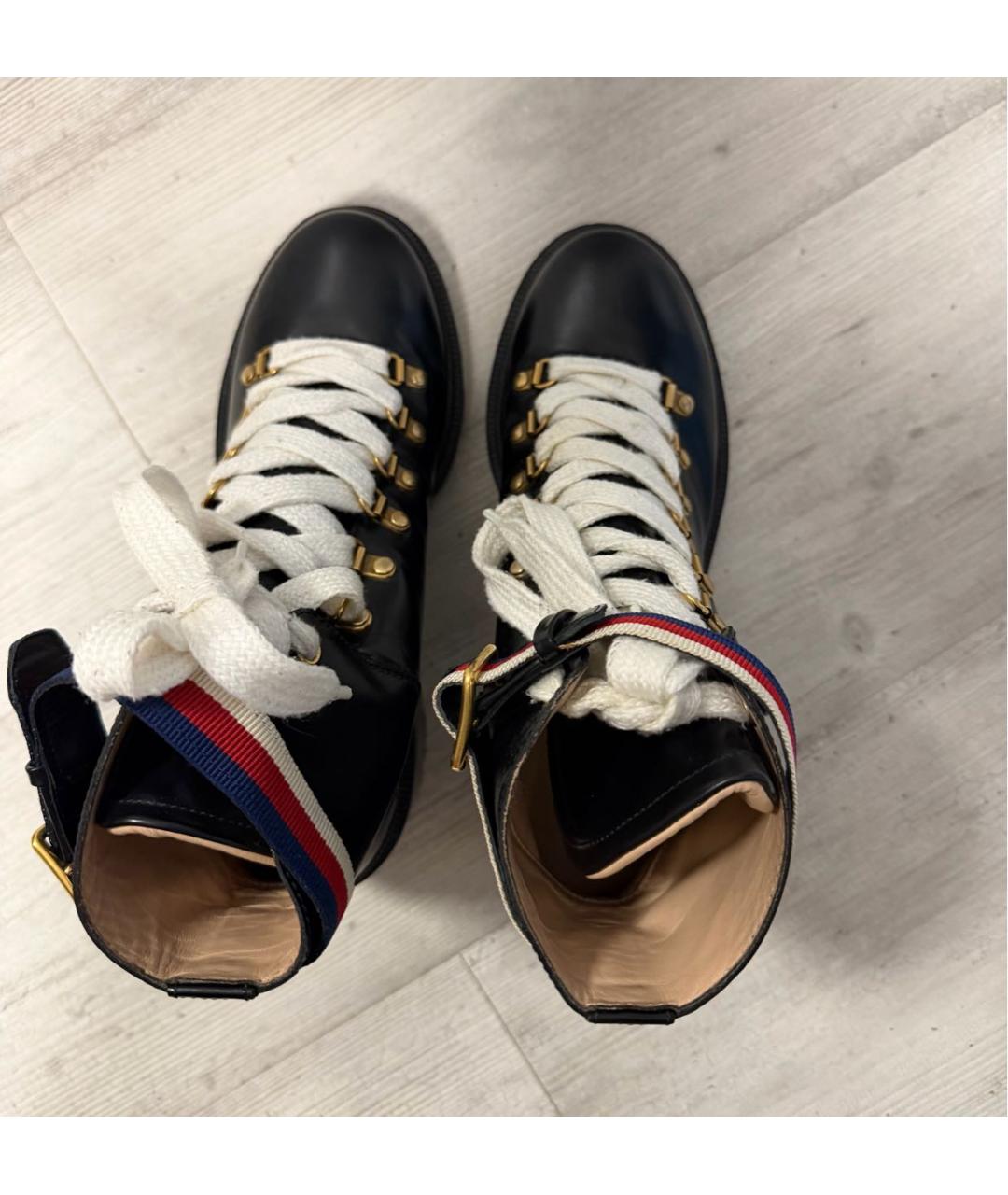 GUCCI Черные кожаные ботинки, фото 3