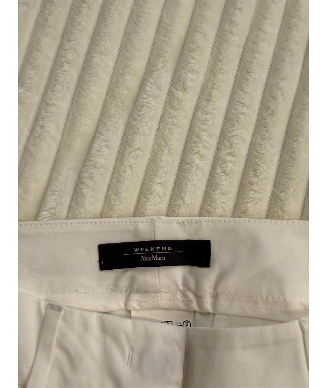 WEEKEND MAX MARA Белые хлопковые прямые брюки, фото 2
