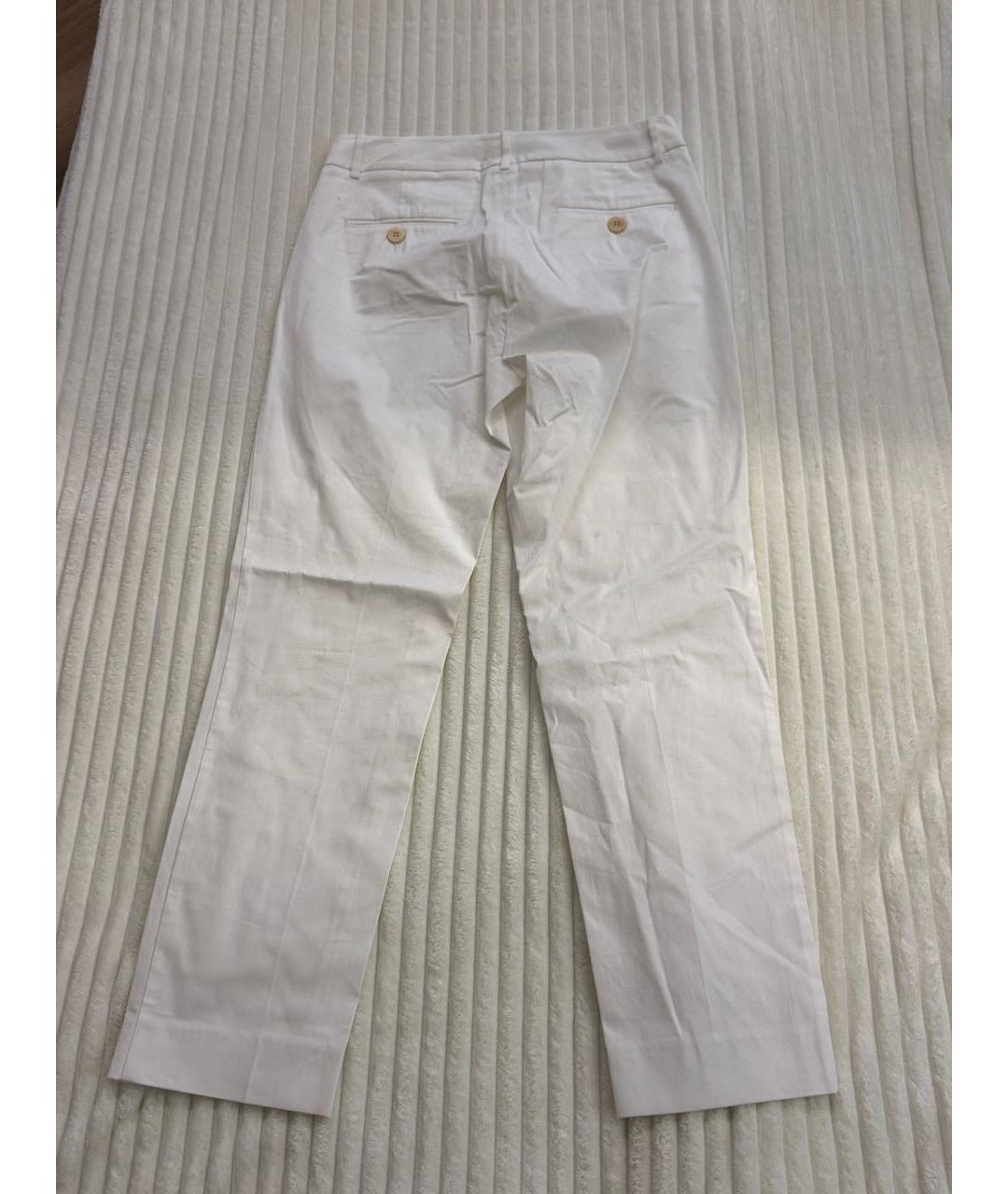 WEEKEND MAX MARA Белые хлопковые прямые брюки, фото 4