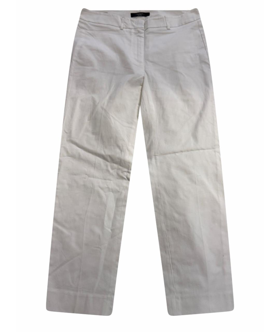 WEEKEND MAX MARA Белые хлопковые прямые брюки, фото 1