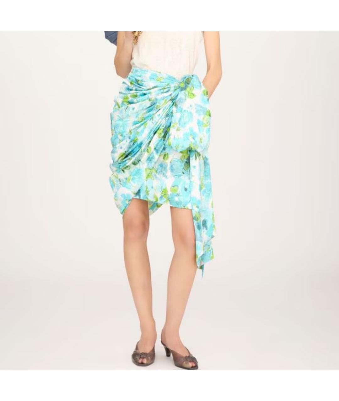 CHLOE Бирюзовая шелковая юбка миди, фото 2