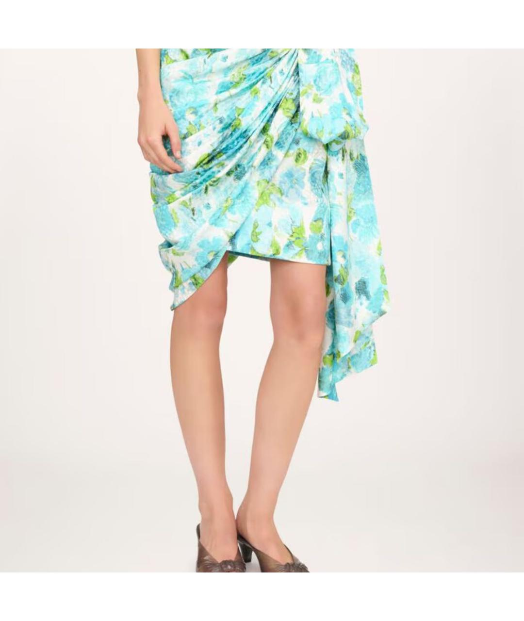 CHLOE Бирюзовая шелковая юбка миди, фото 3
