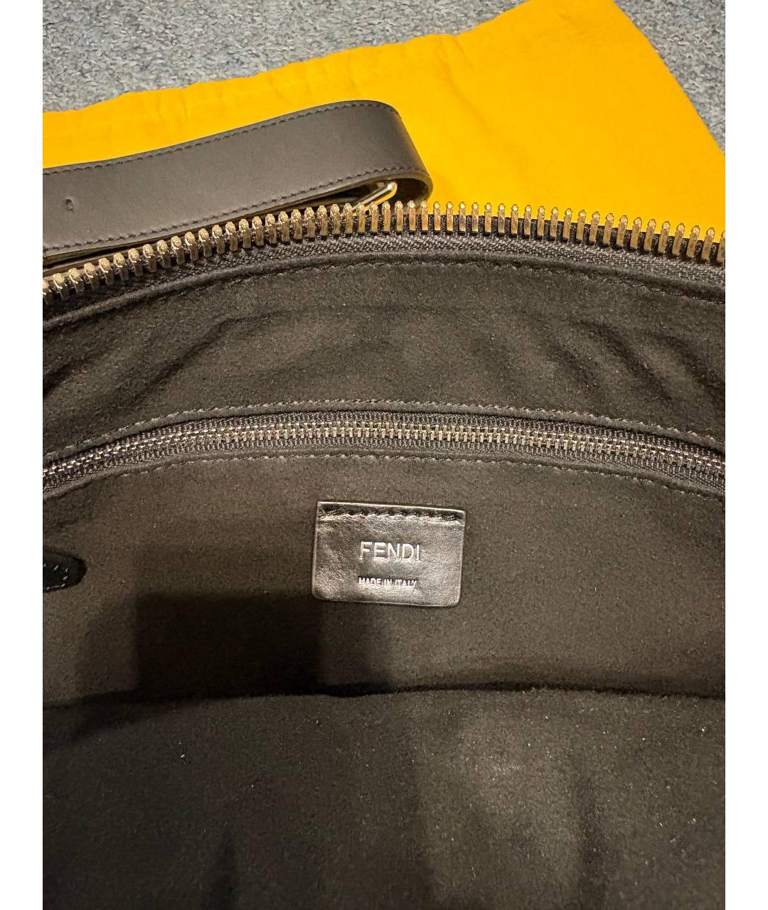 FENDI Черный кожаный портфель, фото 4