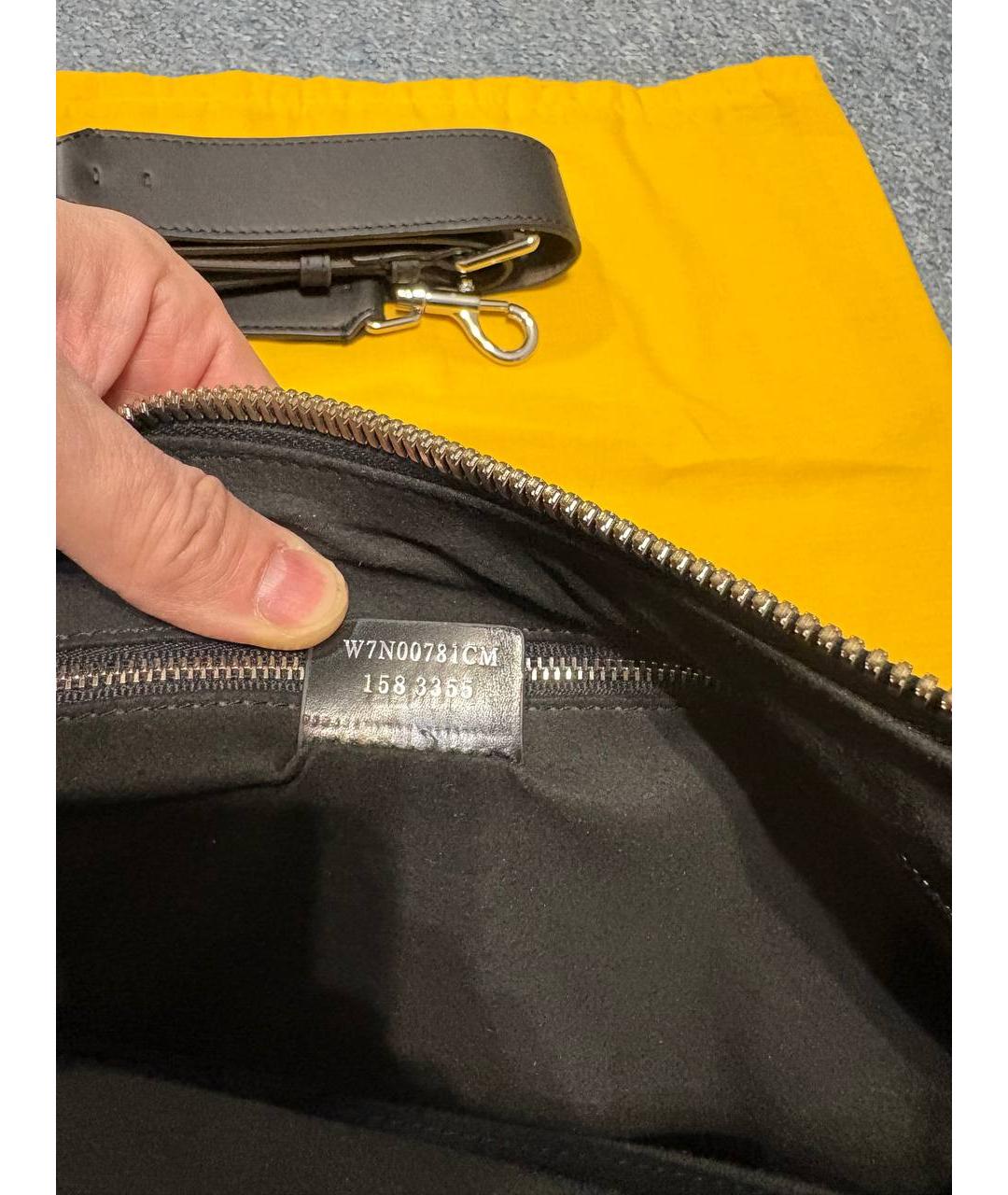 FENDI Черный кожаный портфель, фото 5