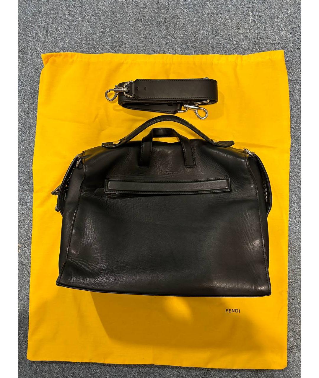 FENDI Черный кожаный портфель, фото 2