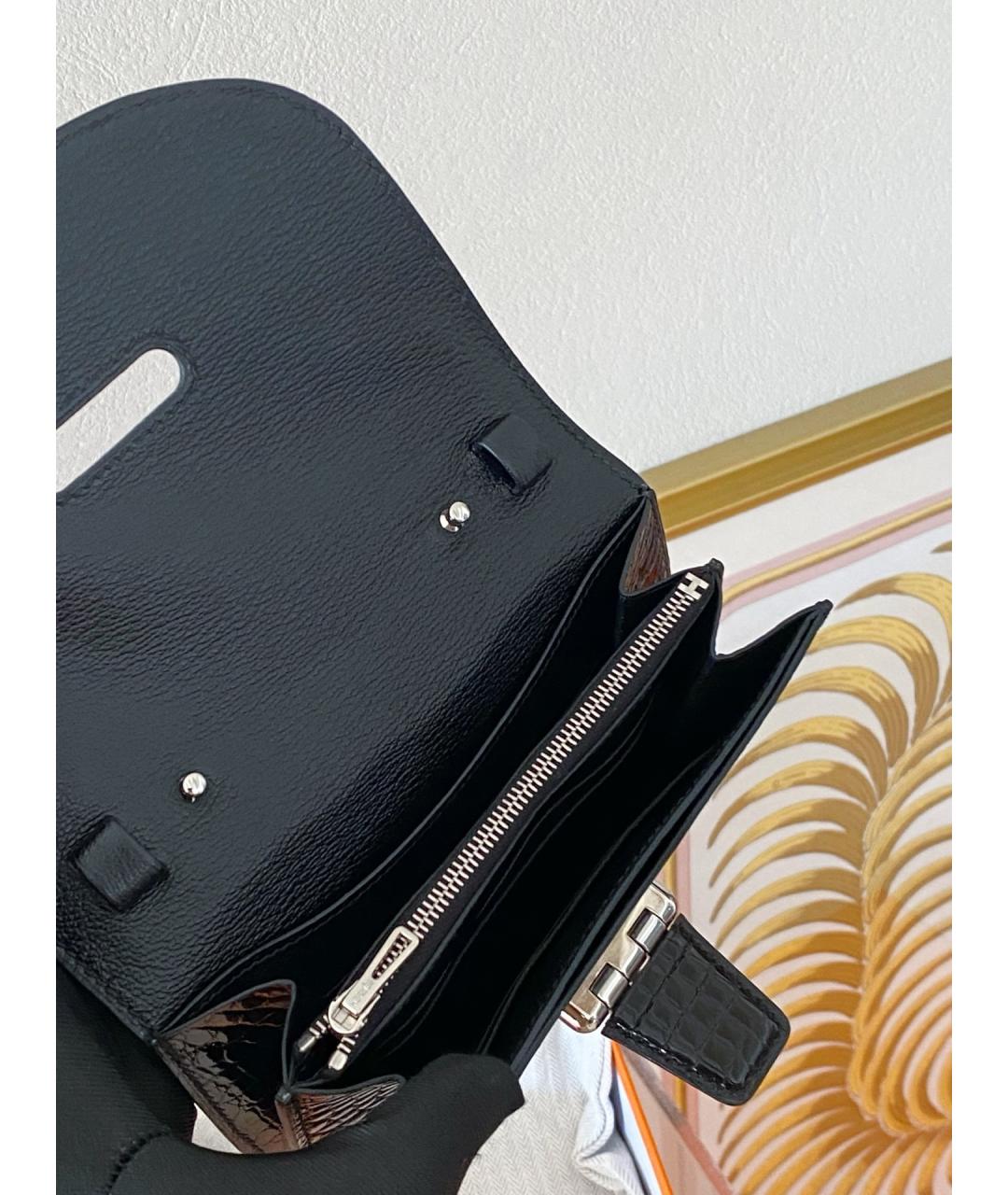 HERMES Черная кожаная сумка через плечо, фото 4