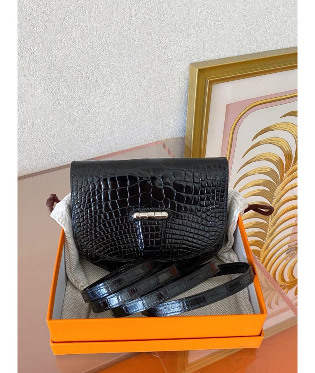 HERMES Черная кожаная сумка через плечо, фото 2