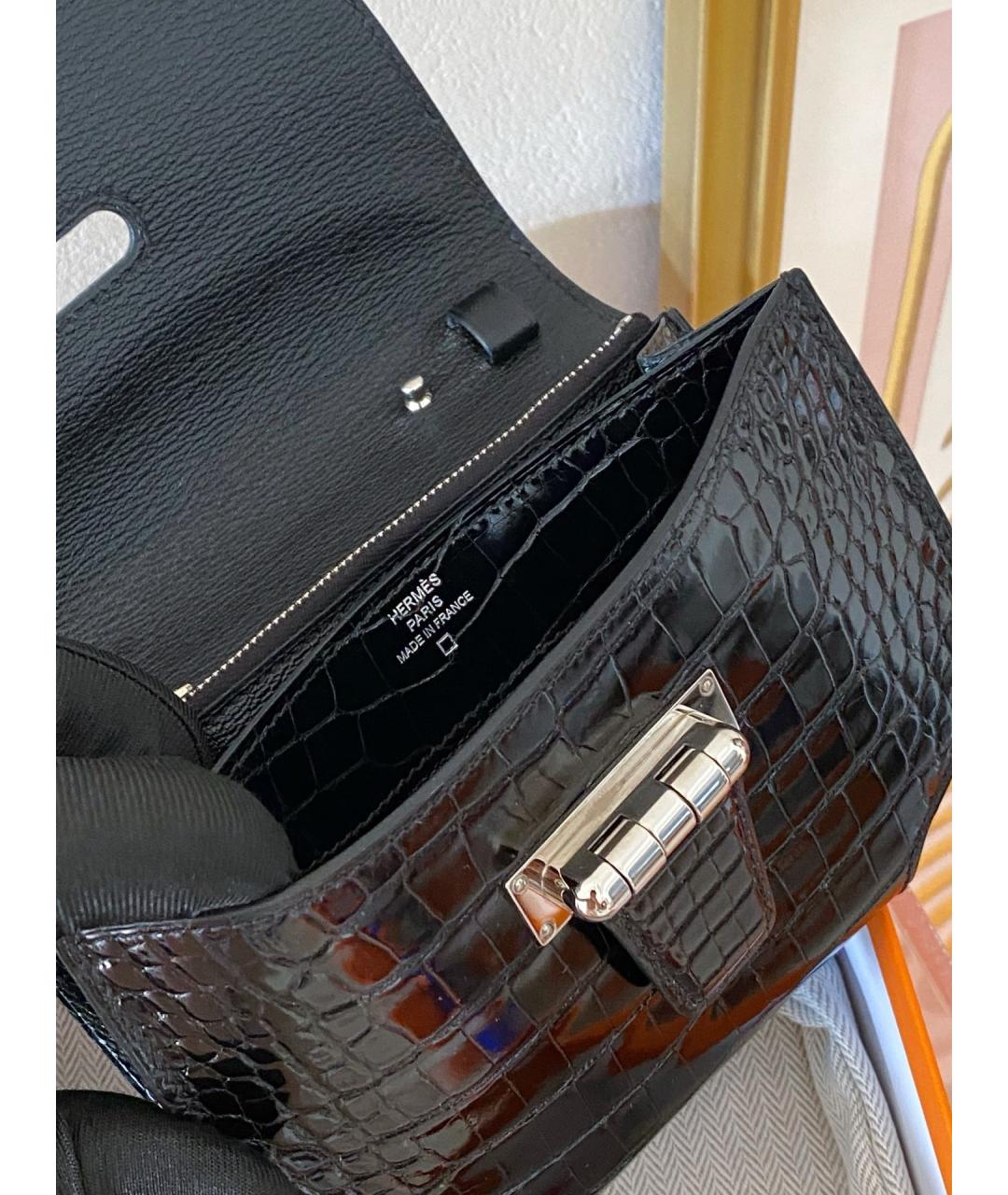 HERMES Черная кожаная сумка через плечо, фото 5